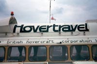 Closeup of the Hovertravel logo atop the craft
